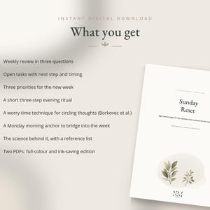 Sunday Reset Printable | Weekly Review & Task Dump | 8 Page A4 PDF | Psychology-Based | Instant Download