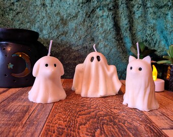 Velas de cera de soja hechas a mano con forma de fantasma / Decoración espeluznante de Halloween, regalo para el hogar con temática de brujas
