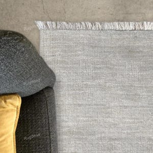 Hand Knotted Wool Rug | Light Grey Area Rug for Living Room, Bedroom