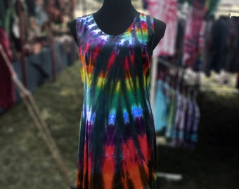 Stained Glass Tie-Dye Rayon Long Tank Dress