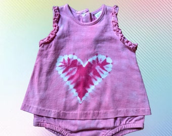 Pink Heart Romper Dress, 3 months