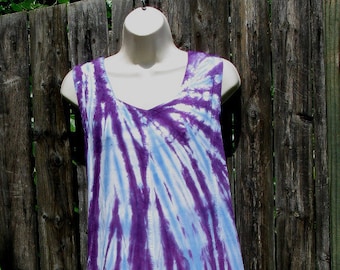 Blue Swirl Tie-Dye Rayon Summer Dress