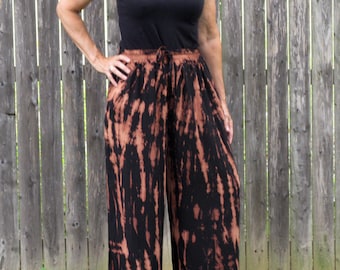 Burnout Black Rayon Loose Pants