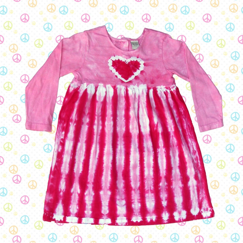 Pink Heart Tie-Dye Long Sleeve Dress image 1