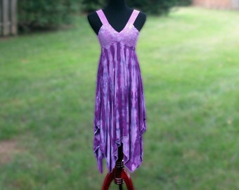 Full Skirt Summer Dress Hand Dyed in Purples