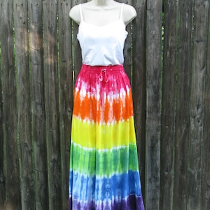 Simplicity Tie Dye Skirt Patterns Long Tie-dyed Rainbow Rayon