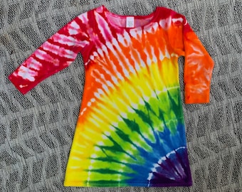 Winter Sale - Rainbow Arc Velour Long Sleeve Dress