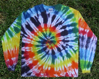 Rainbow Spiral Tie-dye Long-sleeved Tee Shirt