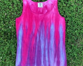 June Sale: Pink and Purple Ice-Dyed Tank Top size Ladies Small