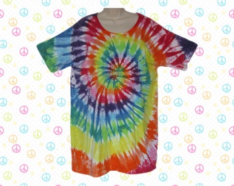 Rainbow Spiral Tie-dye Sleep Tee, Dress, or Beach Cover-Up