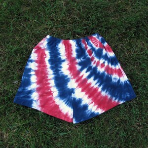 Tie-Dye Shorts in Red, White, and Blue
