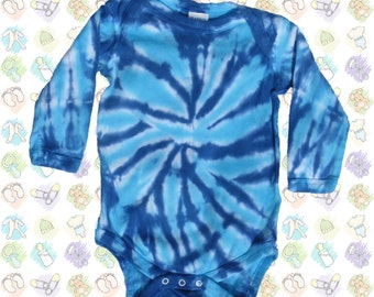 Winter Sale - Blue Tie-Dye Long-sleeved Onesie 24 months