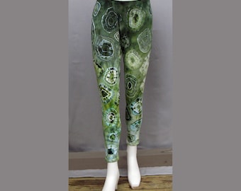 Green geodes Tie-dye Cotton Leggings