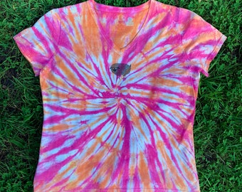 Black Sheep Women's Tie-Dye Tee in Peach and Pink, Size 2X