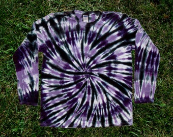 Purple and Black Tie-dye Long-sleeved Tee Shirt