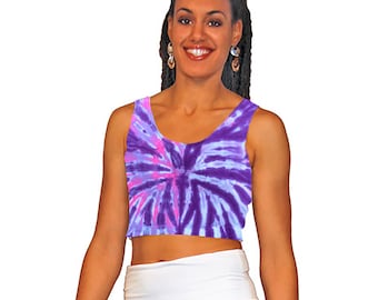 Tie-dye crop top in pink and purple