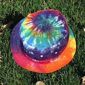 HAND CRAFTED Hat Linen Tie Dye Colorful Purple Red Turquoise Yellow Size Medium Orange Tye Dye Hat - Etsy main image 4