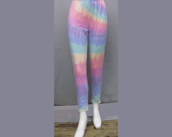 Pastel rainbow Tie-dye insulated Leggings size large