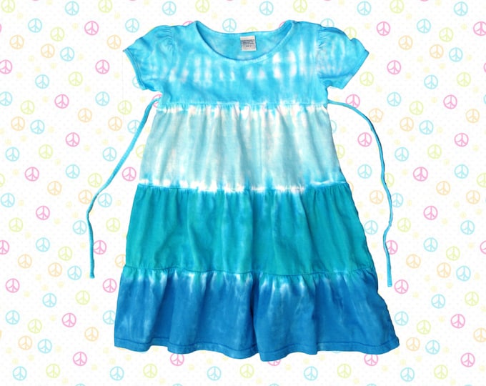 Featured listing image: Girls mermaid tie-dye short-sleeved dress