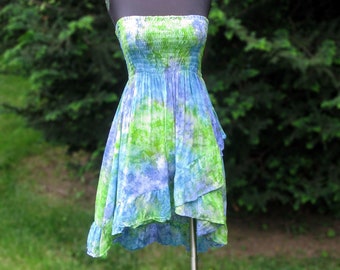 Green and Blue Ruffled Skirt or Dress