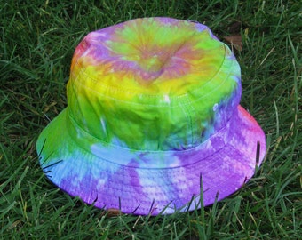 Tie-Dye Bucket Hat in Pastel Rainbow for Kids and Adults