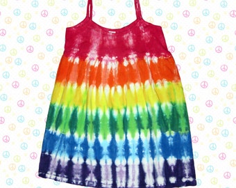 Toddler or Girls Rainbow Tie-dye Sleeveless Dress