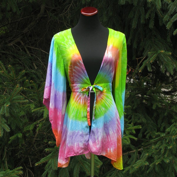 Hand-dyed Pastel Faerie Jacket in Pastel Rainbow Colors