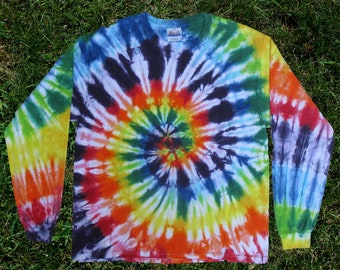 Rainbow Spiral Tie-dye Long-sleeved Tee Shirt for Kids and Adults