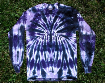 Purple and Black Spider Tie-dye Long-sleeved Tee Shirt for Kids