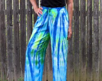 Tie-Dye Rayon Loose Pants in Ocean or Custom Colors