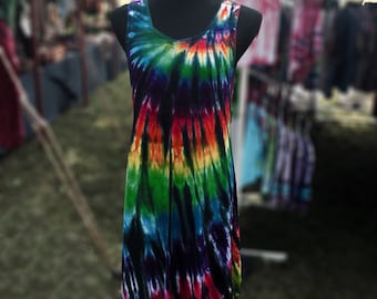 Stained Glass Tie-Dye Rayon Short Tank Dress