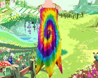 Rainbow Spiral Fairie Dress - Fairy Costume for Youth and Adults