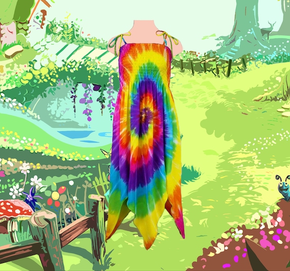 Rainbow Spiral Fairie Dress - Fairy Costume for Youth and Adults
