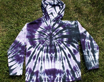 Purple and Black Spider Fold Tie-dye Hoodie