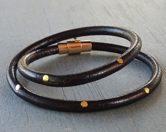Minimalist black wrap leather bracelet bangle,women's bracelet bangle,bracelet for women,original classy bracelet,gift for mom, gift for her
