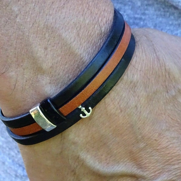 Men's Anchor leather bracelet mens, Sailors bracelet men, Mens anchor bracelet men, Anchor bracelet cuff mens, Anker armband, Nautical cuff