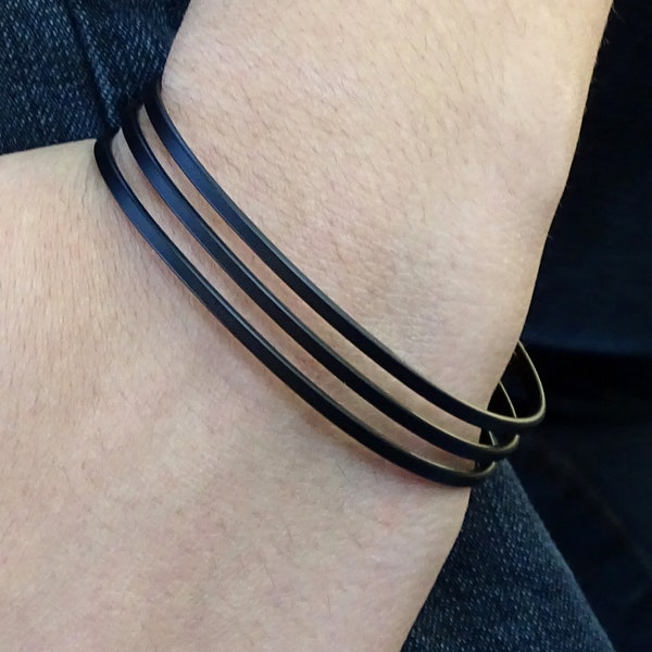 Minimalist Simple Black Brass bracelet for women, Black Open Cuff women, Geometric layered bracelet, Fashion cuff, Contemporary  open cuff