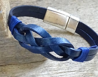 Blue Leather Celtic Bracelet Mens, Celtic men's leather bracelet,Celtic Infinity knot men's bracelet,Mens Infinity knot bracelet,Celtic knot