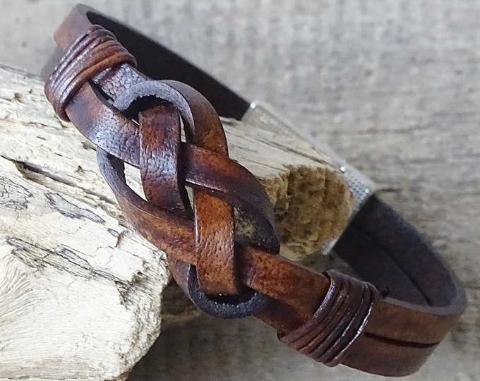Infinity Knot Leather Bracelet Men,mens Leather Infinity Knot Bracelet, Love Knot, Leather Knot