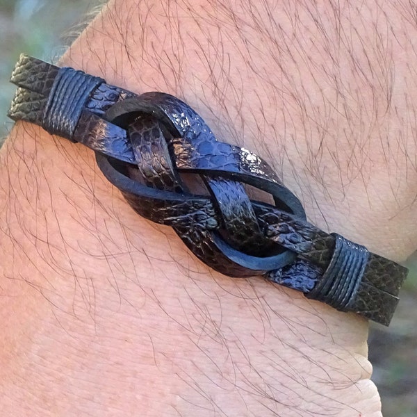Celtic Infinity noeud bracelet mens, Brown snake imprimer bracelet en cuir authentique hommes, Men’s Eternal Knot Bracelet mens, Men Celtic bracelet mens