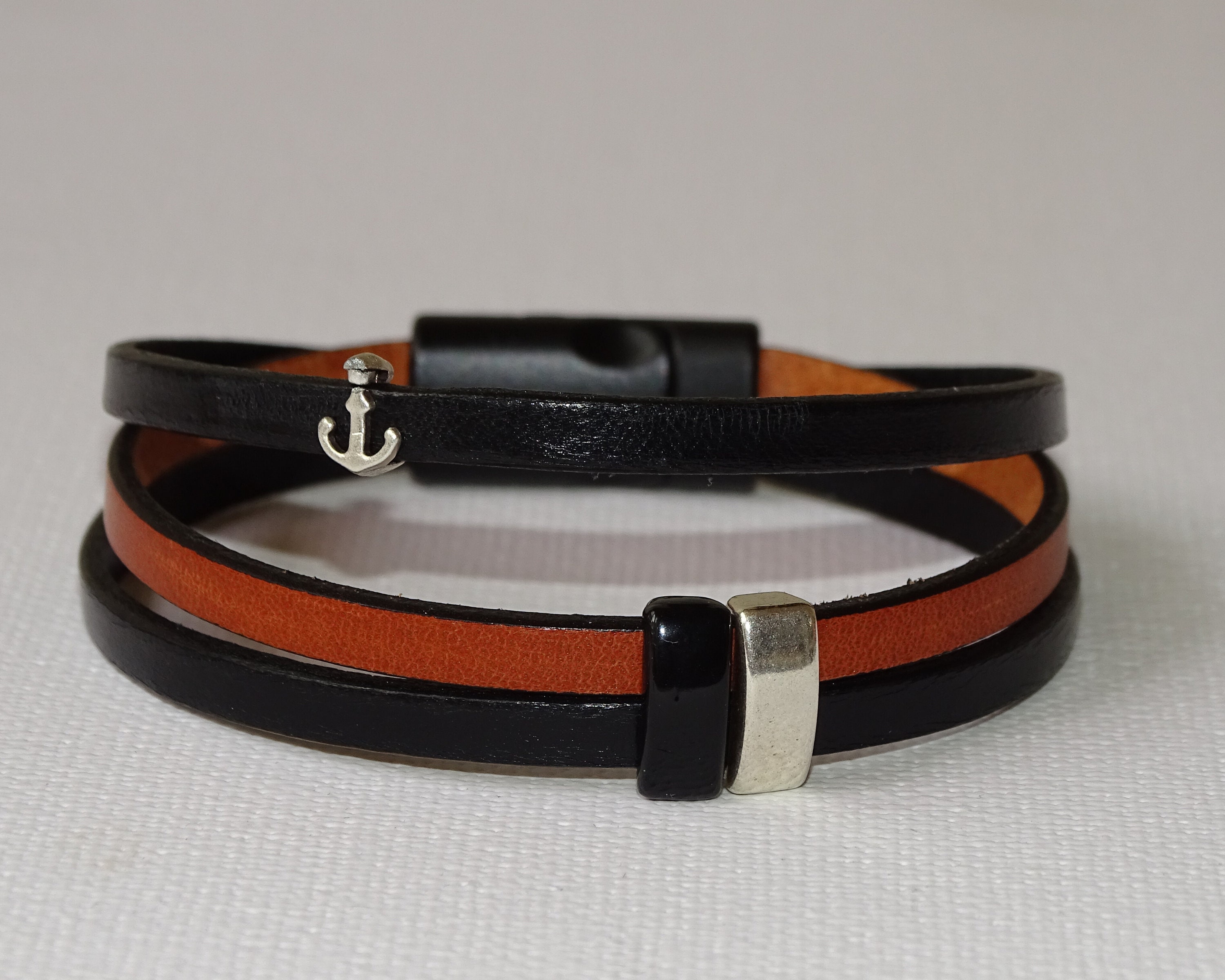 Men's Anchor Leather Bracelet Mens, Sailors Bracelet Men, Mens Anchor