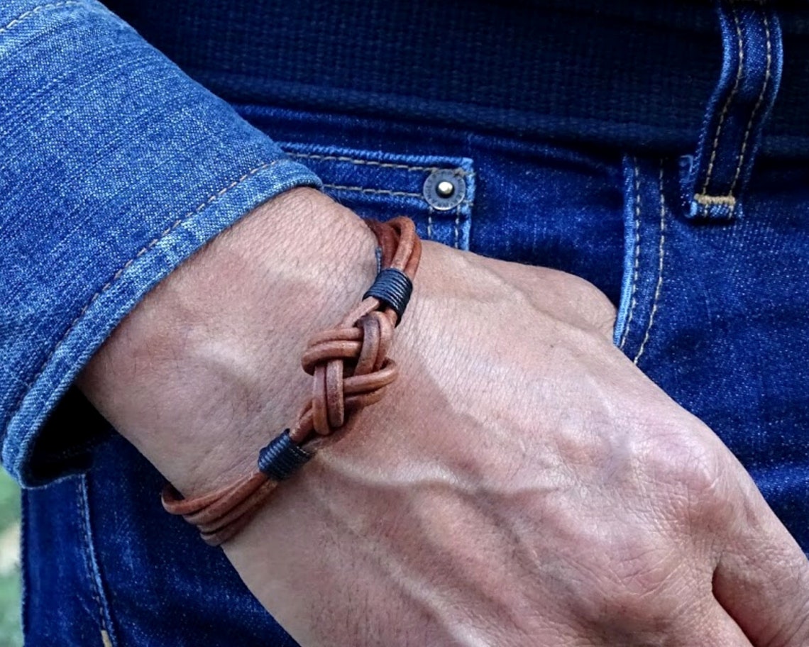 Viking Brown Leather Bracelet Mens Celtic Mens Leather Etsy