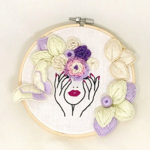 Stumpwork embroidery pattern instant download pdf, leaves and butterflies with stumpwork technique