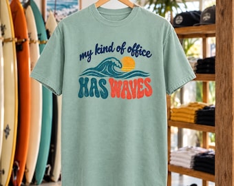 Retro Surf Office Tee | Funny Beach Work Shirt (Comfort Colors)