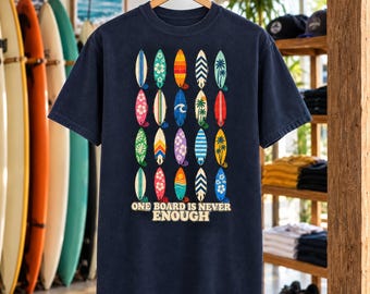 Surfboard Quiver T-Shirt | Colorful Board Patterns, Comfort Colors Tee