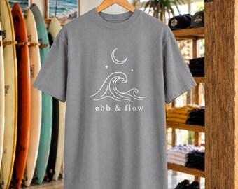 Ebb & Flow T-shirt | Minimalistisk månvågs-tröja | Inspirerande havs-T-shirt | Komfortfärger