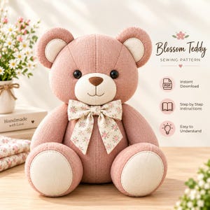 Teddy Bear Sewing Pattern PDF | Plush Bear Pattern | Stuffed Animal DIY | A4 A0 US Letter | Instant Download