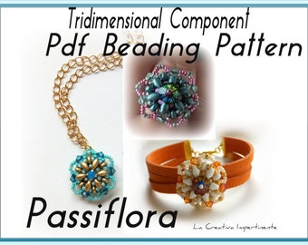 Tridimensional Tutorial "Passiflora" - Pdf Beading Pattern -  Superduo  Beaded Bead Ring, Bracelet, Pendant