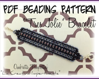 Tutorial  "Tres Jolie" Bracelet - Superduo - Pdf Beading Pattern