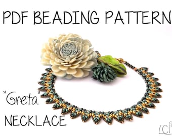 Schema Collana "Greta" - Tutorial pdf con Superduo, Rose Montee